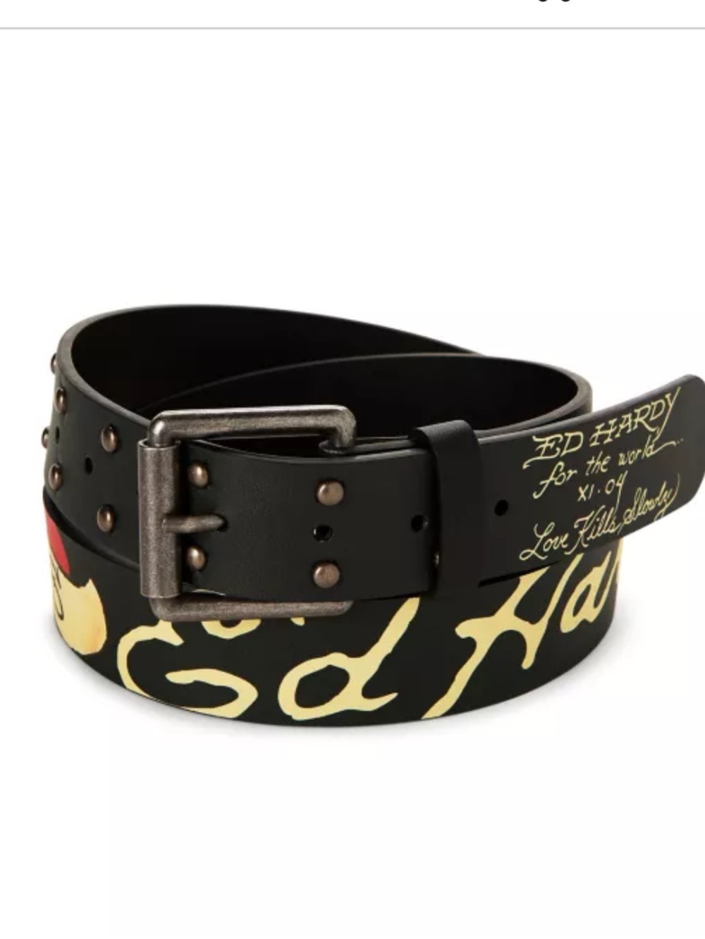 Ed Hardy Black Love Kills Slowly Belt pop culture Y2K size M/L